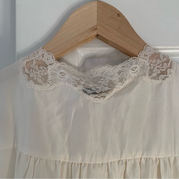 VTG Christian Dior nightgown Medium floor length ILGWU sleepwear lace ivory - Picture 5 of 12